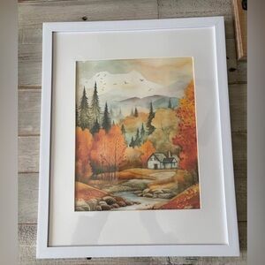 Cozy Autumn Landscape Framed Wall Art Print 11x14